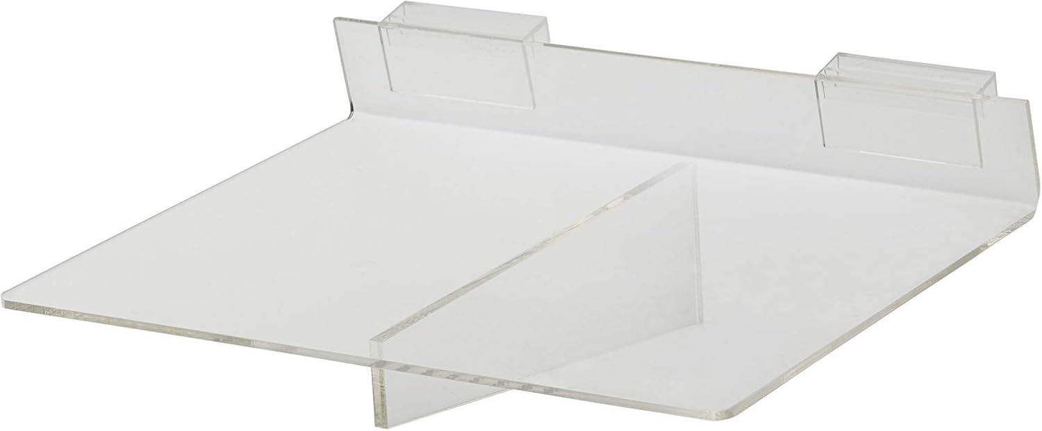 Clear Acrylic Shelf for Slatwall or Wire Grid - 10”W x 8”D - Set of 2
