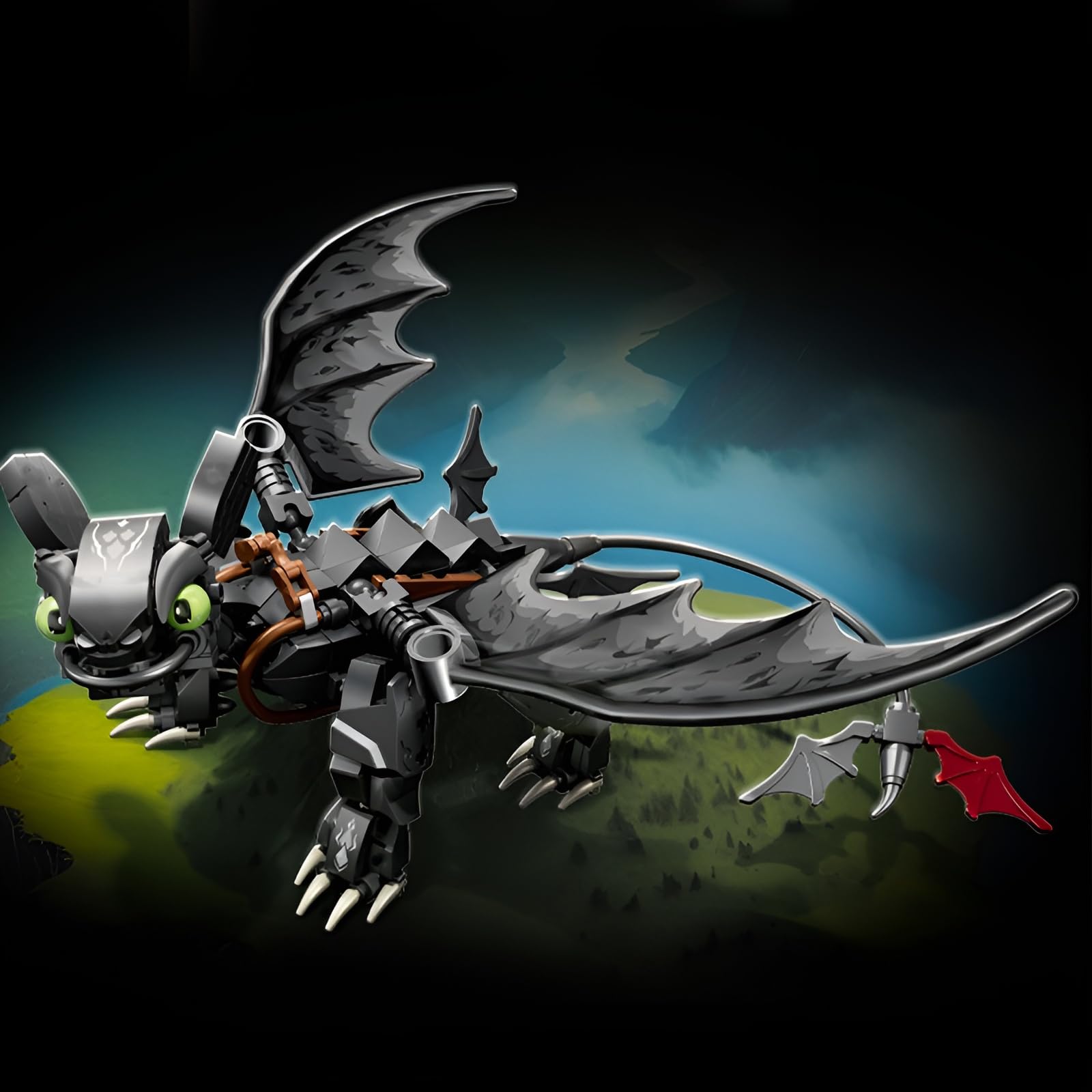 Night Black Dragon Building Blocks Set, 408 PCS Creative Movie Beasts Animal Model Toys - Image 4