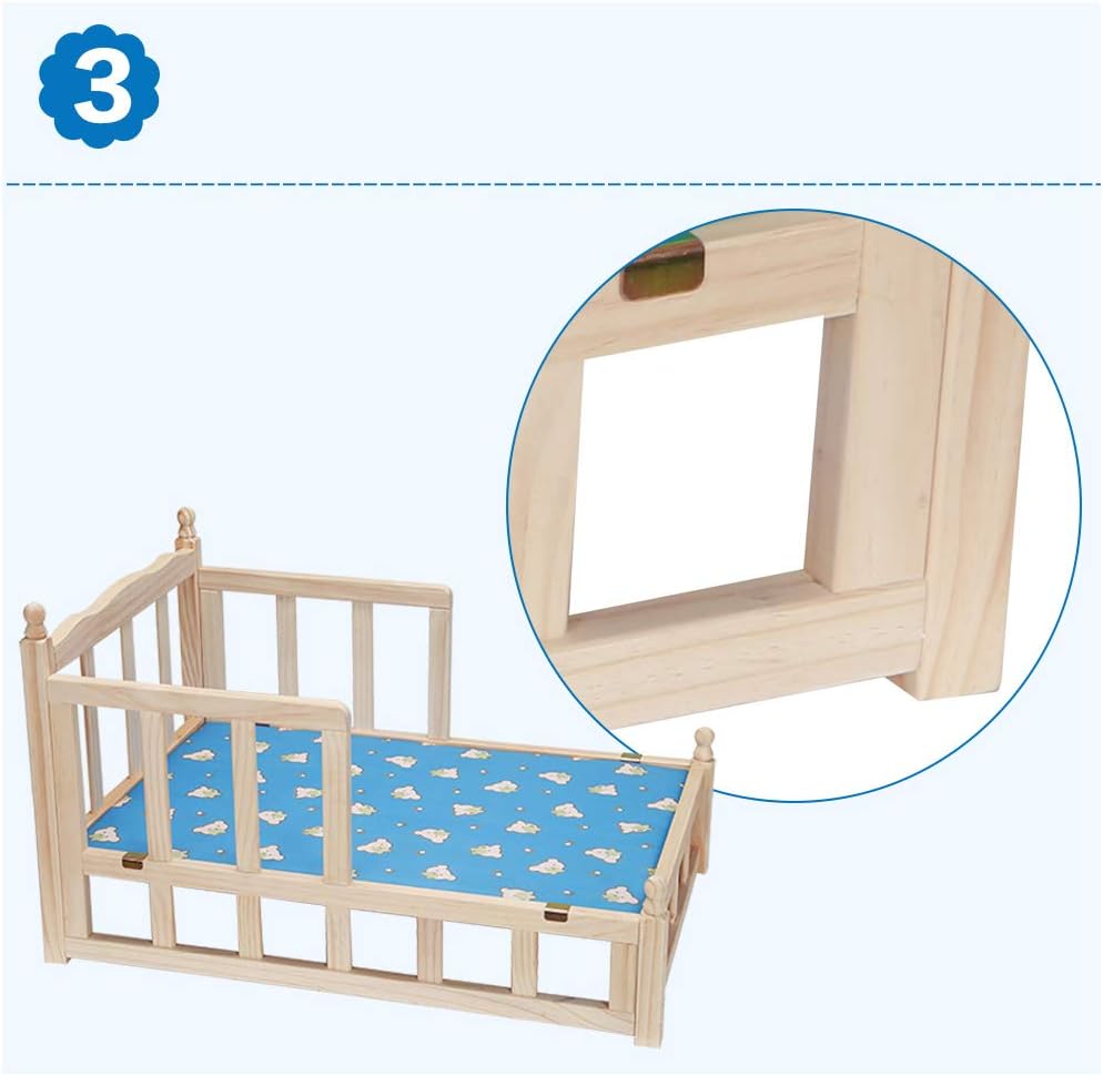 Pet Bed Solid Wood Kennel Dog Bed Removable and Washable Kennel Pet Cat Litter Large and Medium-Sized Dog Supplies Away from Moisture Not Easy to Deform (A)