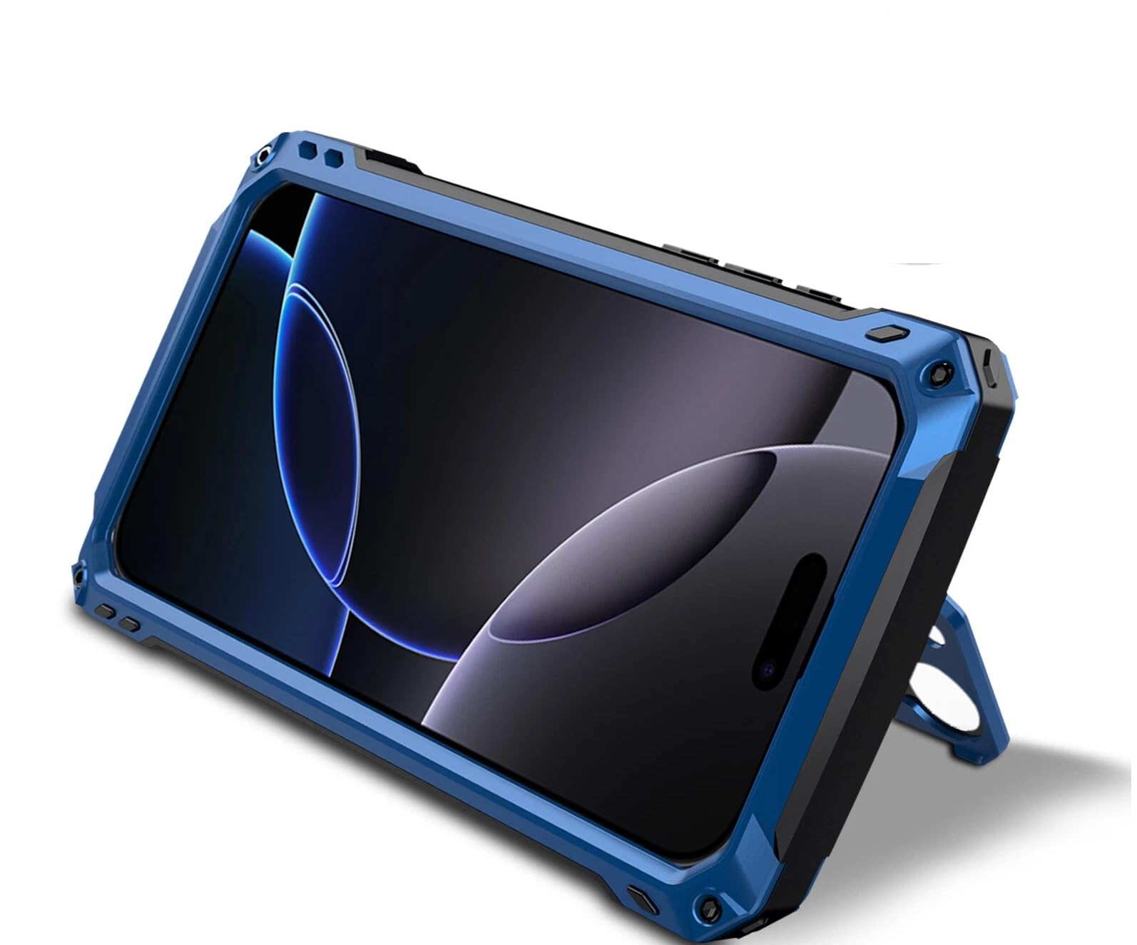 Coque antichoc iPhone 16 bleue rigide de qualité supérieure - 3