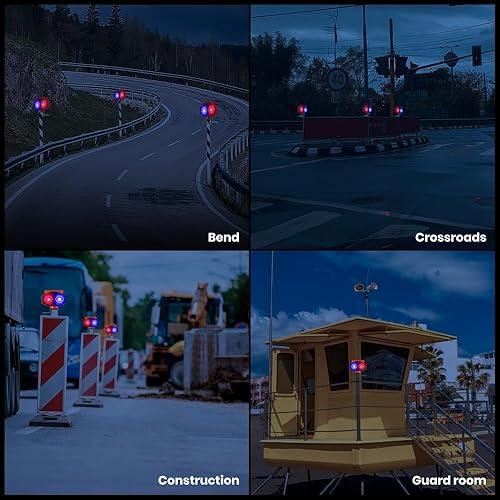 Miniatura 3 de Luz solar estroboscópica de advertencia, 3 modos de funcionamiento, luces de tráfico intermitentes rojas y azules de doble cara, inalámbricas,