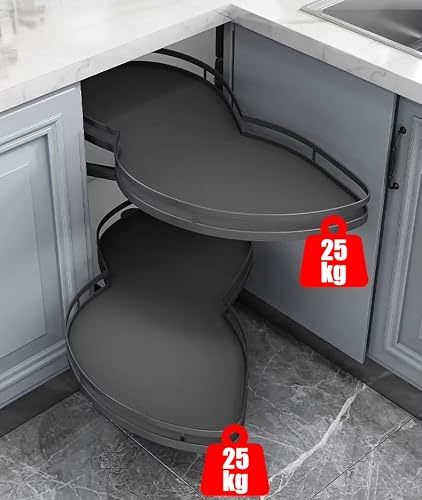 Miniatura 3 de Tyyckj Organizador Extraíble Para Esquina Ciega De Gabinete De Cocina, Bandeja Oscilante De 2 Niveles Para Gabinetes De 36 Pulgadas 900 Mm, Estantes Dobles Giratorios Apertura Izquierda Y Derecha