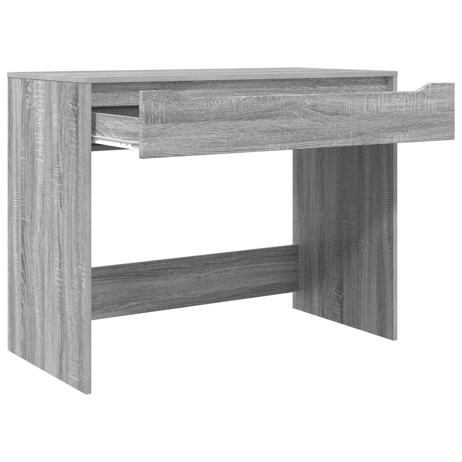 Scrivania grigio Sonoma, 100 x 50 x 78 cm, in legno con cassetto, per casa, ufficio, postazione di lavoro, organizzata, piano di lavoro, tastiera, laptop, monitor