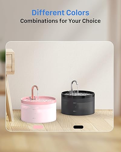 Miniatura 8 de Fuente de agua para gatos, fuente para gatos en forma de grifo de 67 oz2 L, fuente de agua súper silenciosa para mascotas, luz LED integrada, filtro