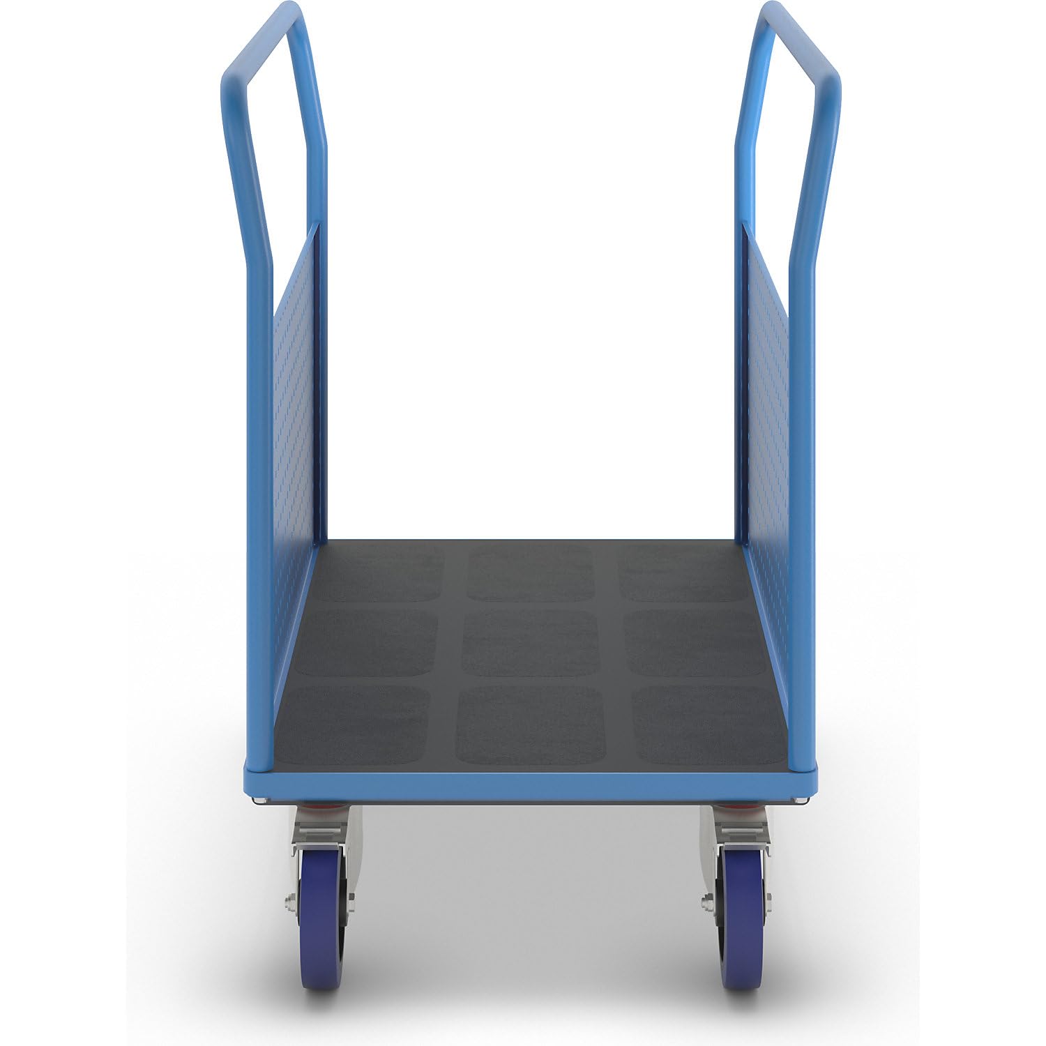 eurokraft pro | Plattformwagen | Mit 2 Lochblechseitenwänden, LxB 1050 x 700 mm, Vollelastik