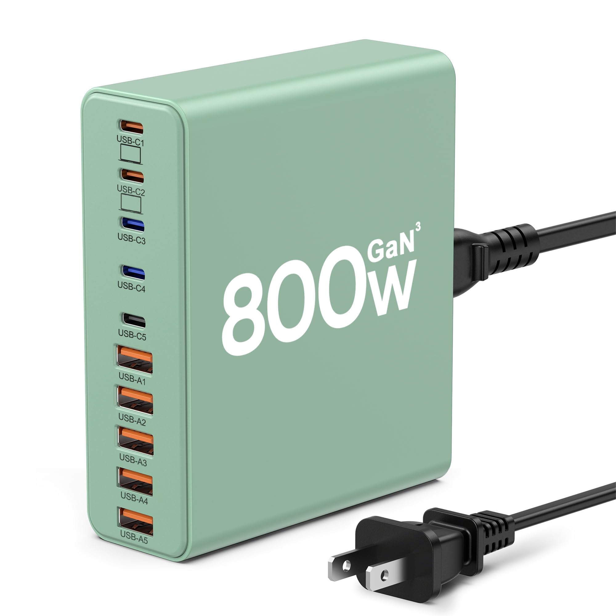 Bloc de chargeur USB C 420 W, station de charge 10 ports GaN à charge rapide de type C et adaptateur de chargeur mural USB A pour MacBook Pro/Air, iPhone, iPad, Dell XPS, Samsung Galaxy