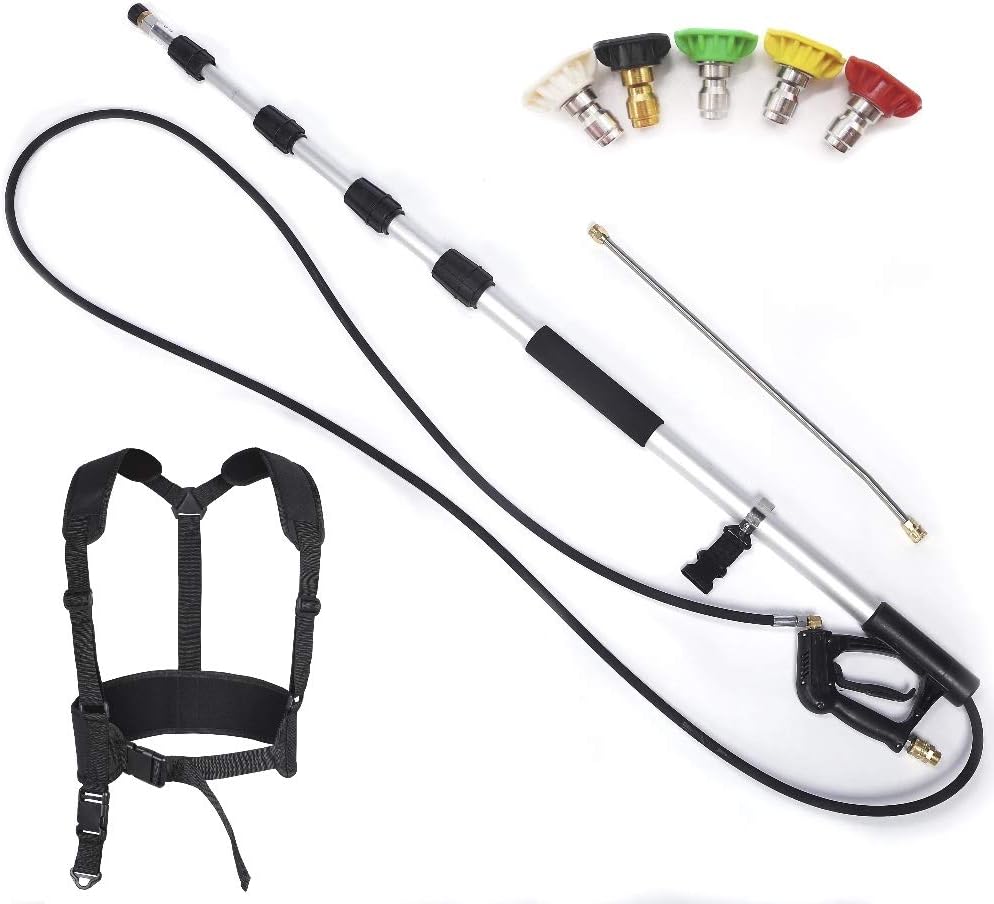 LOVHO 4000 psi Commercial Grade Telescoping Spray Wand for Pressure Washers With Belt (BLACK)