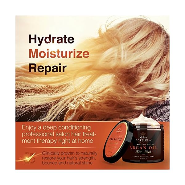 Argan-Oil-Hair-Mask-Organic-Argan-Almond-Oils-Deep-Conditioner-Hydrating-Hair-Treatment-Therapy-Repair-Dry-Damaged-Color-Treated-Bleached-Hair-Hydrates-Stimulates-Hair-Growth-8-Oz Argan Oil Hair Mask, 100% Organic Argan & Almond Oils - Deep Conditioner, Repair Dry Damaged, Color Treated & Bleached Hair - Hydrates & Stimulates Hair Growth, 8 Oz