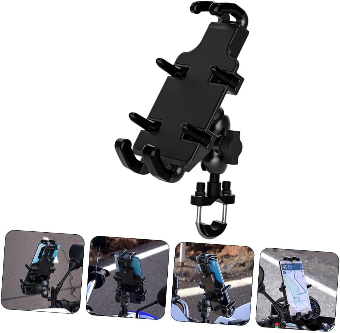 Aluminum Motorbike Phone Mount Holder for Electric Scooter Riders, Handlebar GPS Navigation Bracket with Anti-Vibration Support Compatible with Smartphones