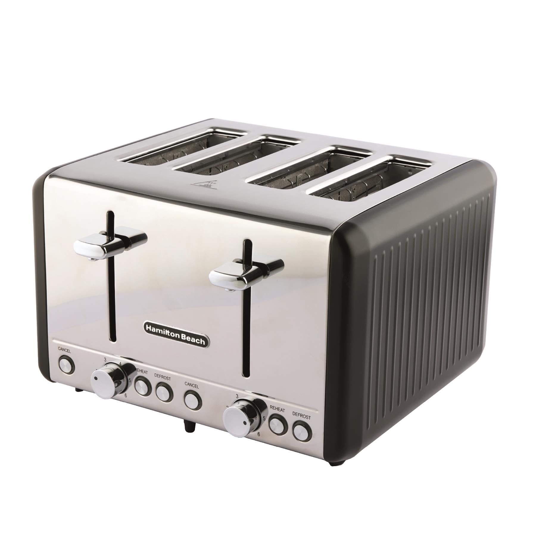 Hamilton Beach Toaster 4 Slice, Harmony, 1850W, 6 Browning Controls, Defrost, Reheat & Cancel Settings, Removable Crumb Tray, High Lift Eject, Espresso - HBT018B
