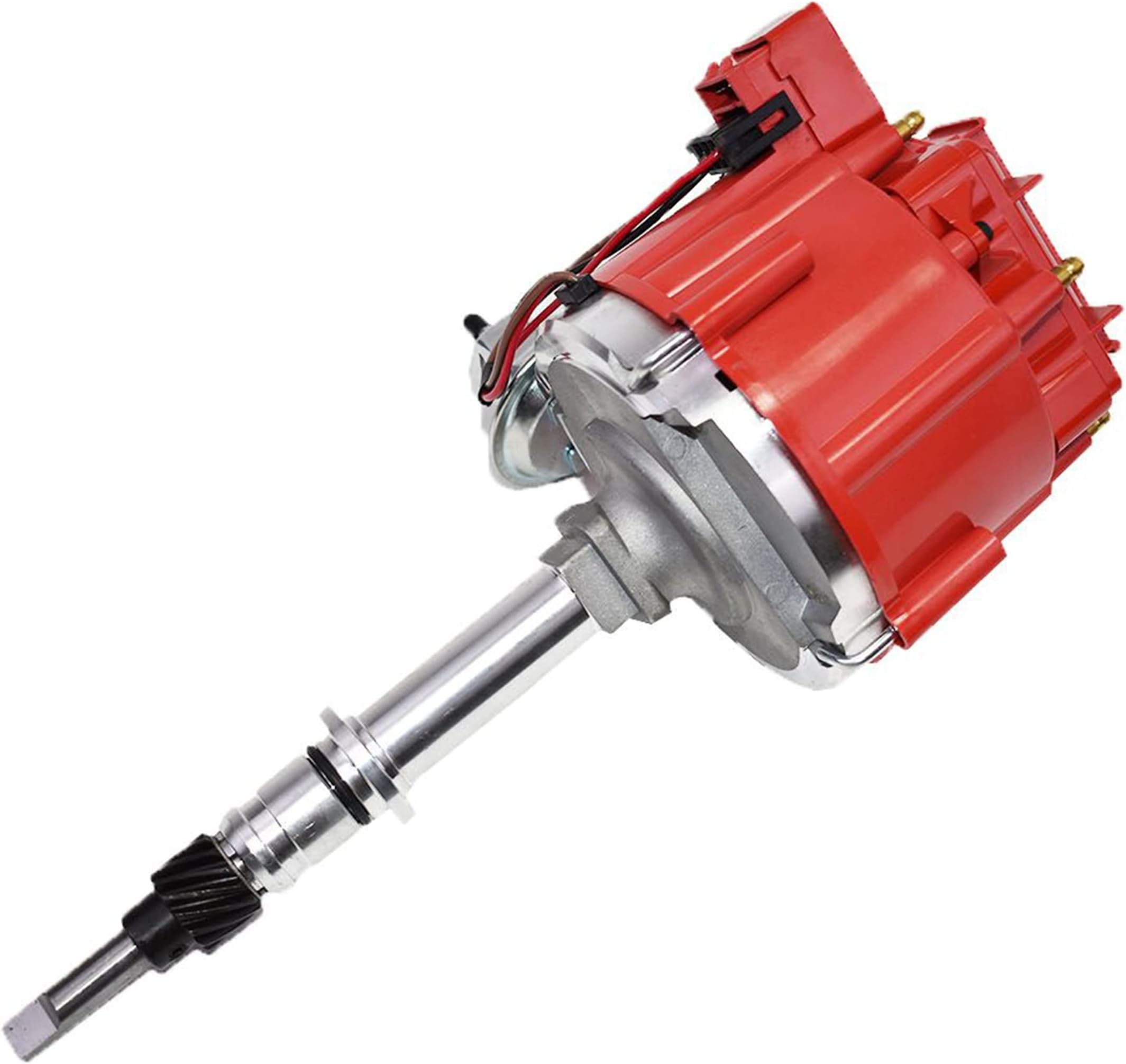 A-Team Performance - HEI Complete Distributor 65K Coil, 6 Cylinders - Compatible with AMC Incline 6 Jeep Straight 232, 242, 258 in One Wire Installation, Red Cap