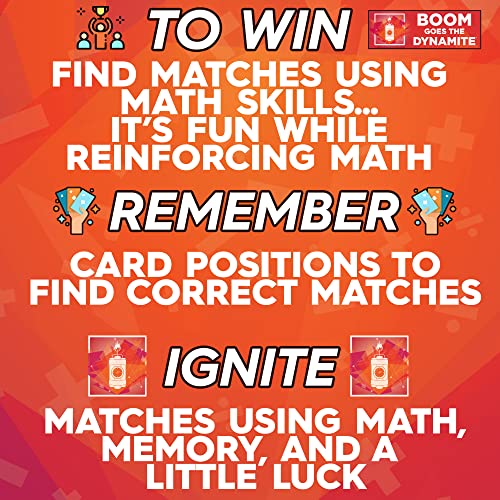 Boom Goes The Dynamite Memory Card Game - Fun Math Games For Kids And Adults - Matching Game For Classrooms Or Game Night - 2 Player Games (6 Players Per Deck) - Ages 6 And Up - By Ok 2 Win #TOP3