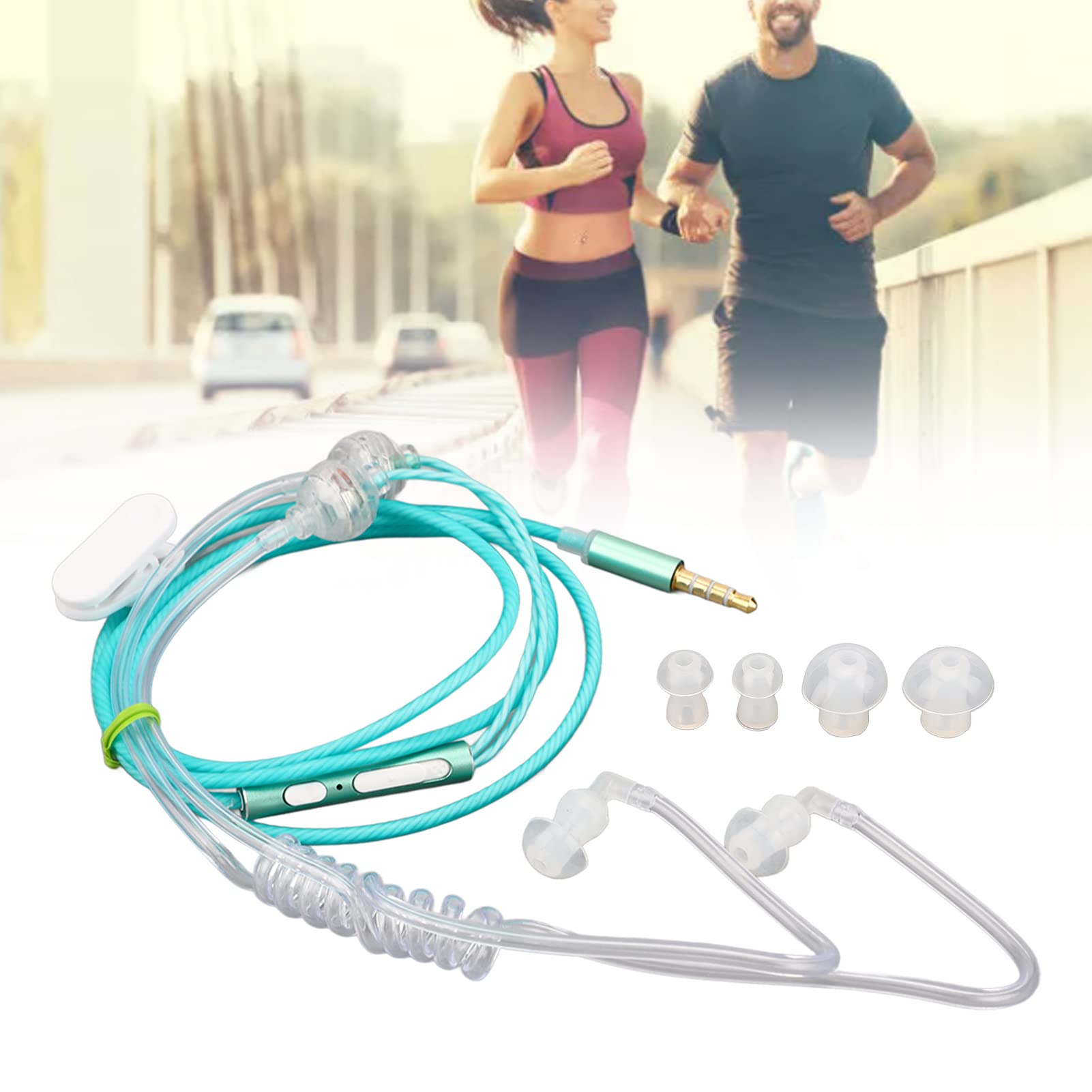 Cuffie Air Tube, Auricolari Bilaterali Air Tube Universali da 3,5 Mm, Cuffie Anti Radiazioni con Cancellazione del Rumore e Suono Premium, per Tablet Laptop Cellulari (Verde)