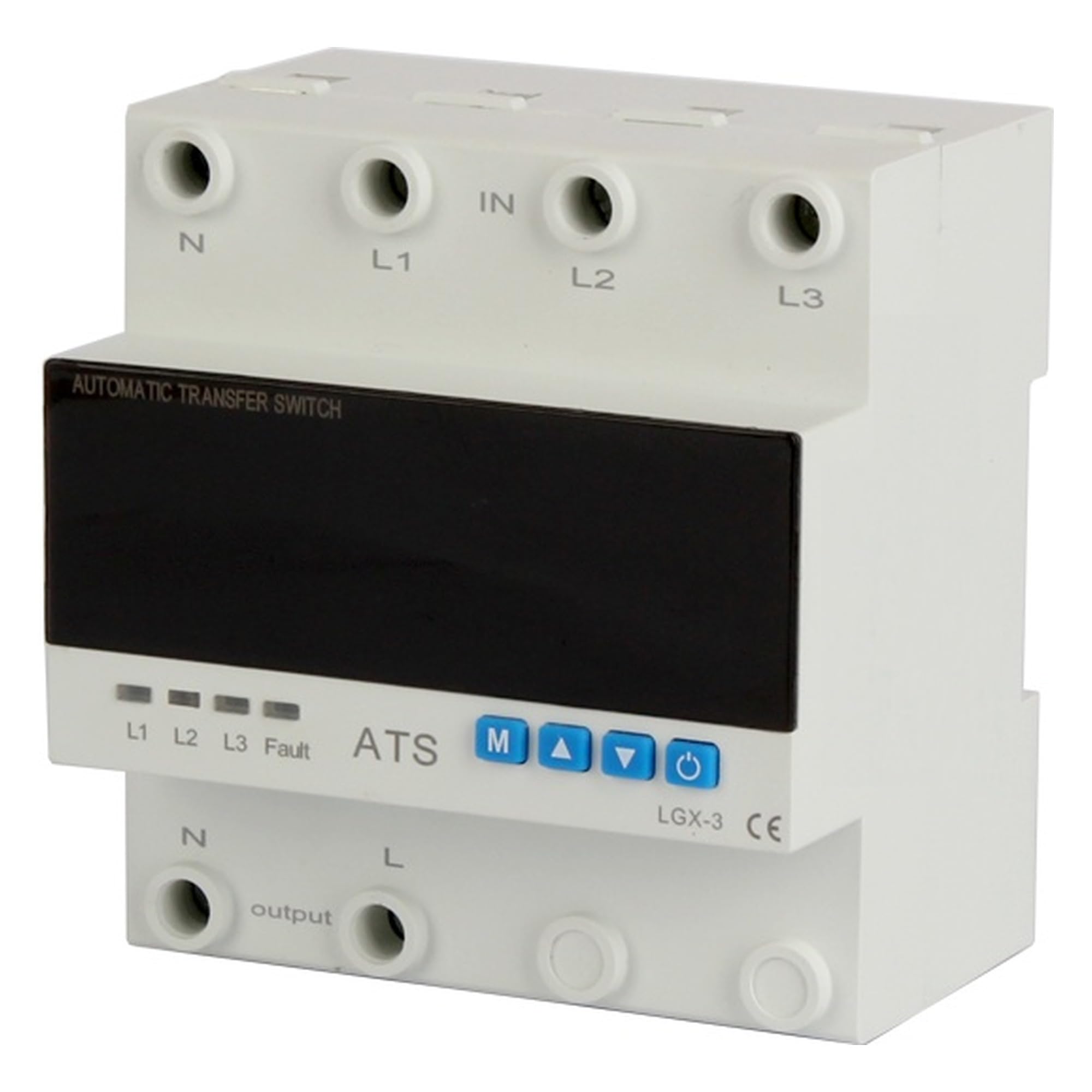 Interruptor de Transferencia Automática Trifásico ATS Solar 63A con Protector de Voltaje y Límite de Sobrecorriente – Conmutador de Fases 3F para Red y Energía Solar