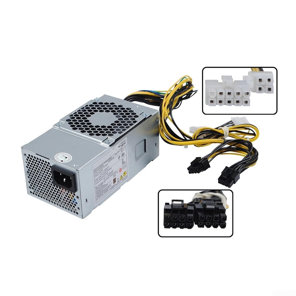 Minhe Alimentatore TFX da 500 W per interfaccia Erazer D215 (00PC745), 10P+4P+8+8pin, compatibile con desktop M310 M410 510S M510, metallo argentato
