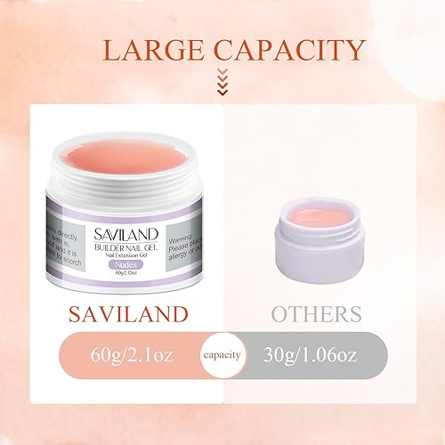 Vista 9 de SAVILAND Builder - Kit de gel de uñas transparente de 2.16 oz, juego de gel de extensión de uñas para fortalecer las uñas, juego de manicura con 100