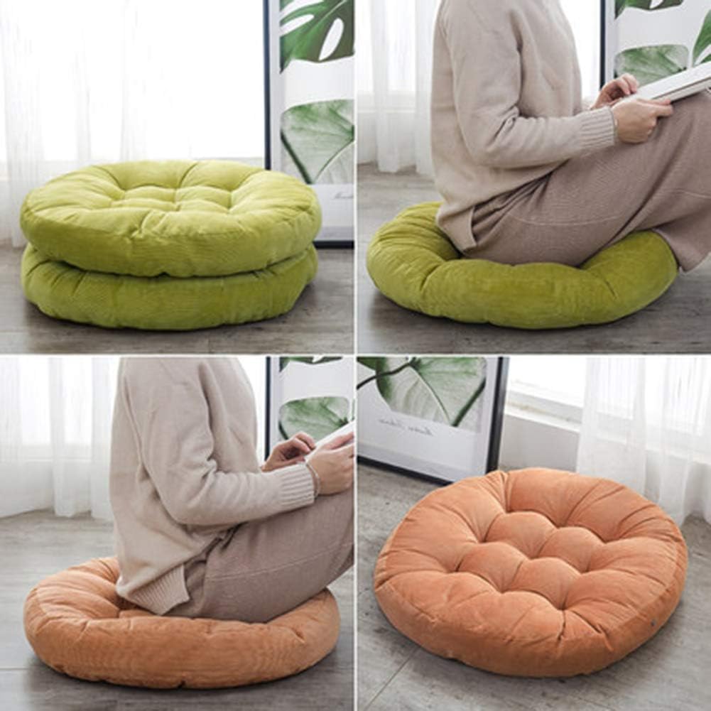 NZTQDR Round Corduroy Floor Pillow Chair Cushion Tatami Style Futon Pad Window Pad Yoga Mat 22x22-inches,Coffee