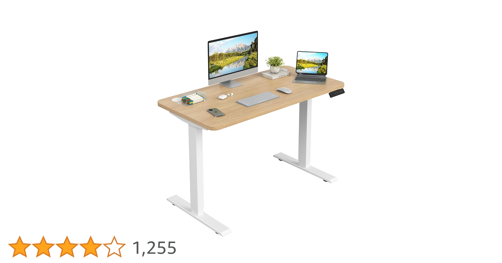 Amazon | Sunon 電動昇降式デスク 2モーター付き 一枚板 幅120cm