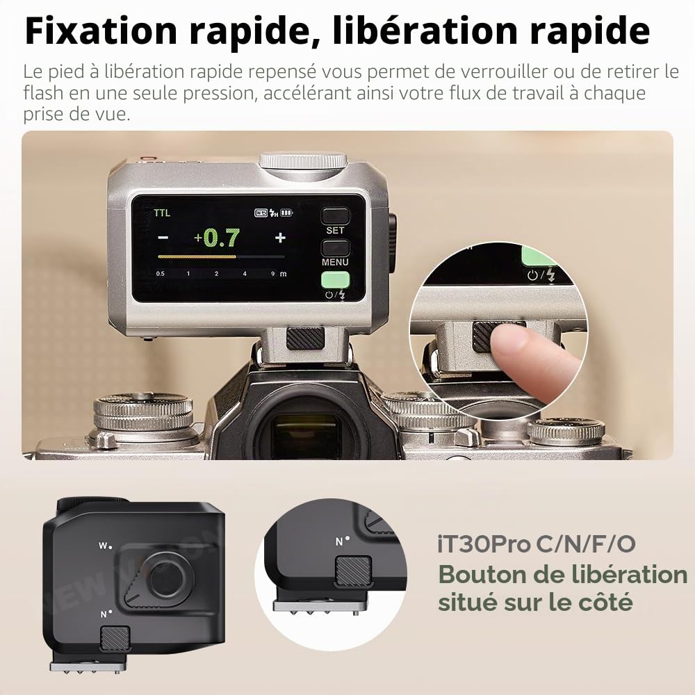 Godox iT30Pro S iT30ProS Mini Flash Compatible avec Les caméras Sony,Exposition Automatique TTL, HSS 1/8000 Secondes, système Xsystem sans Fil 2,4 G, écran Tactile Couleur de 7,1cm (Noir)