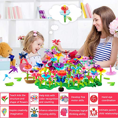 Flower Building Toy Set, 200 Pcs Flower Garden Building Toys for Girls Boys 3 4 5 6 7 Year Old, Educational Stem Build Garden Toy, Kids Toddler Birthday Gift Ideas - Thumbnail 4