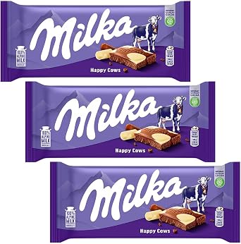 Milka Chocolate Happy Cow 3.5 oz 100 g, Set of 3, Germany Chocolate, Worlds Top Brand Cool Flights