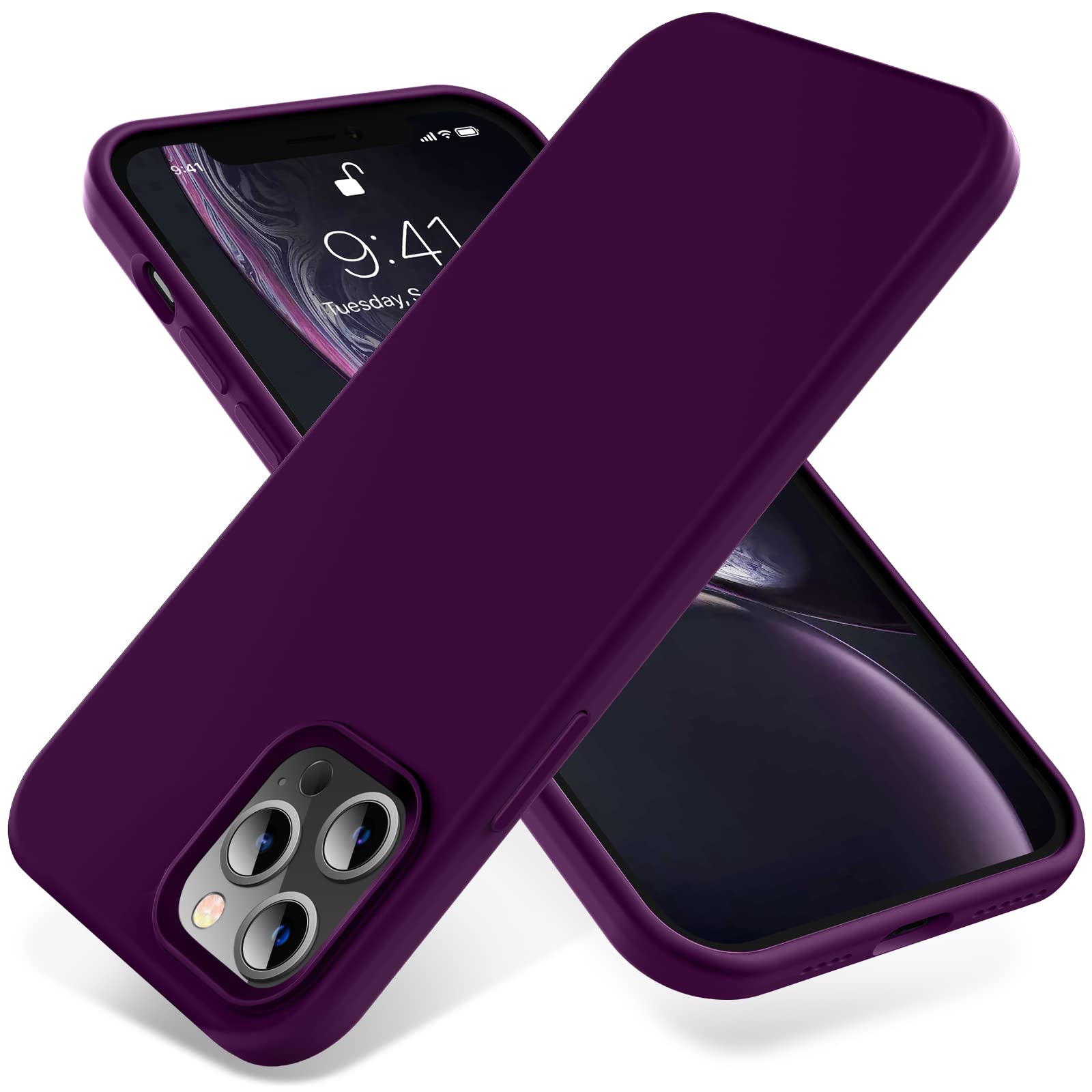 OTOFLY Compatible with iPhone 12 Pro Max Case 6.7 inch(2020),[Silky and Soft Touch Series] Premium Soft Liquid Silicone Rubber Full-Body Protective Bumper Case for iPhone 12 Pro Max (Purple)