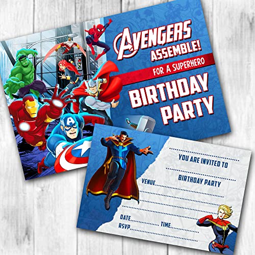 Avengers Party Invitations Birthday Invites (WRITE ON) Packs. (Pack of 15)