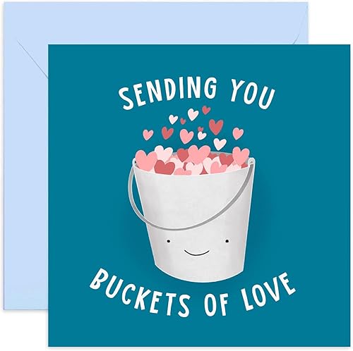 Old English Co. Sending You Buckets of Love Card for Him and Her - Tarjeta Thinking Of You para hombres y mujeres - Abrazos, condolencias,