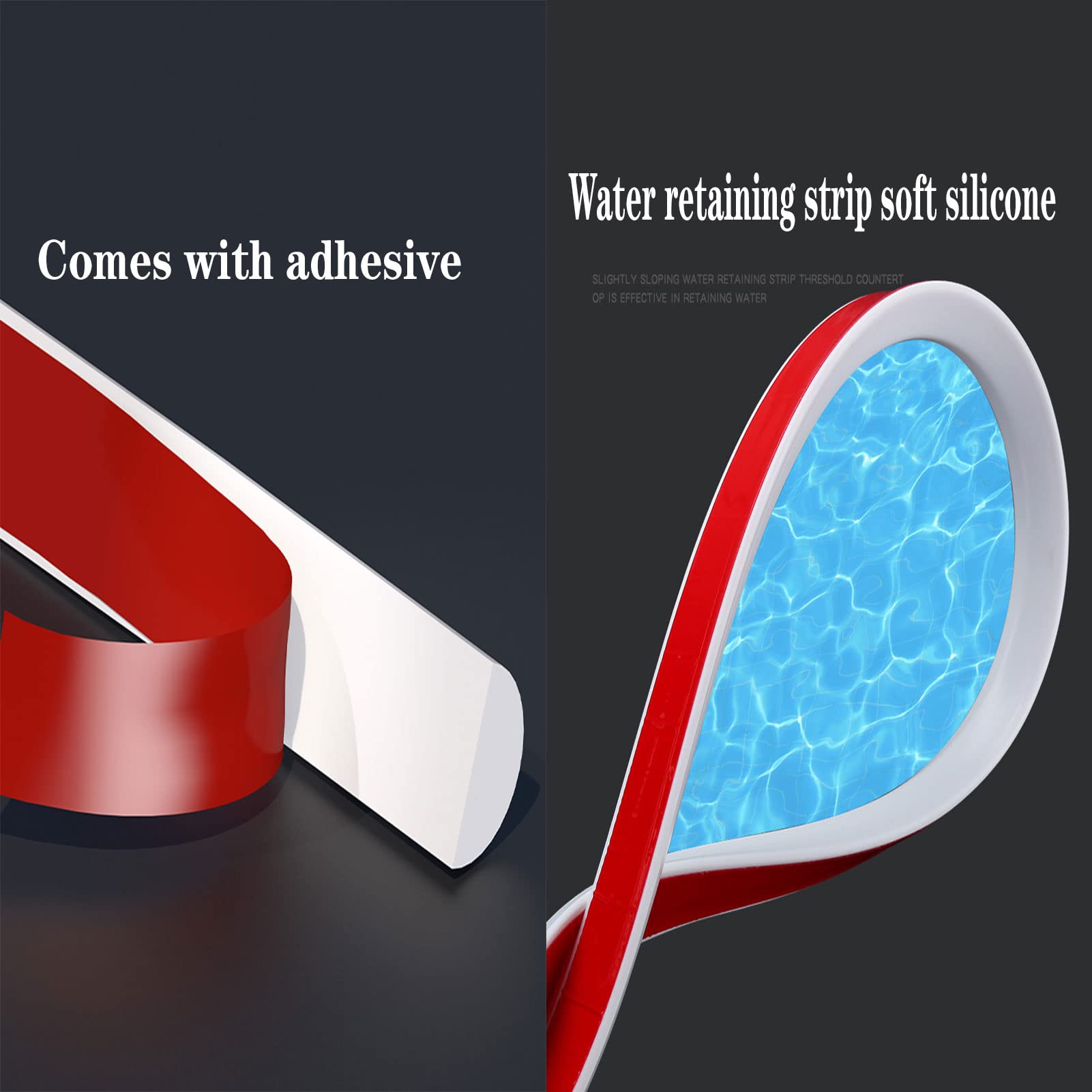 Barrera de agua de ducha de silicona autoadhesiva, 60-400 cm, impermeable, protector de umbral y suelo para zonas húmedas y secas, tiras de retención de humedad