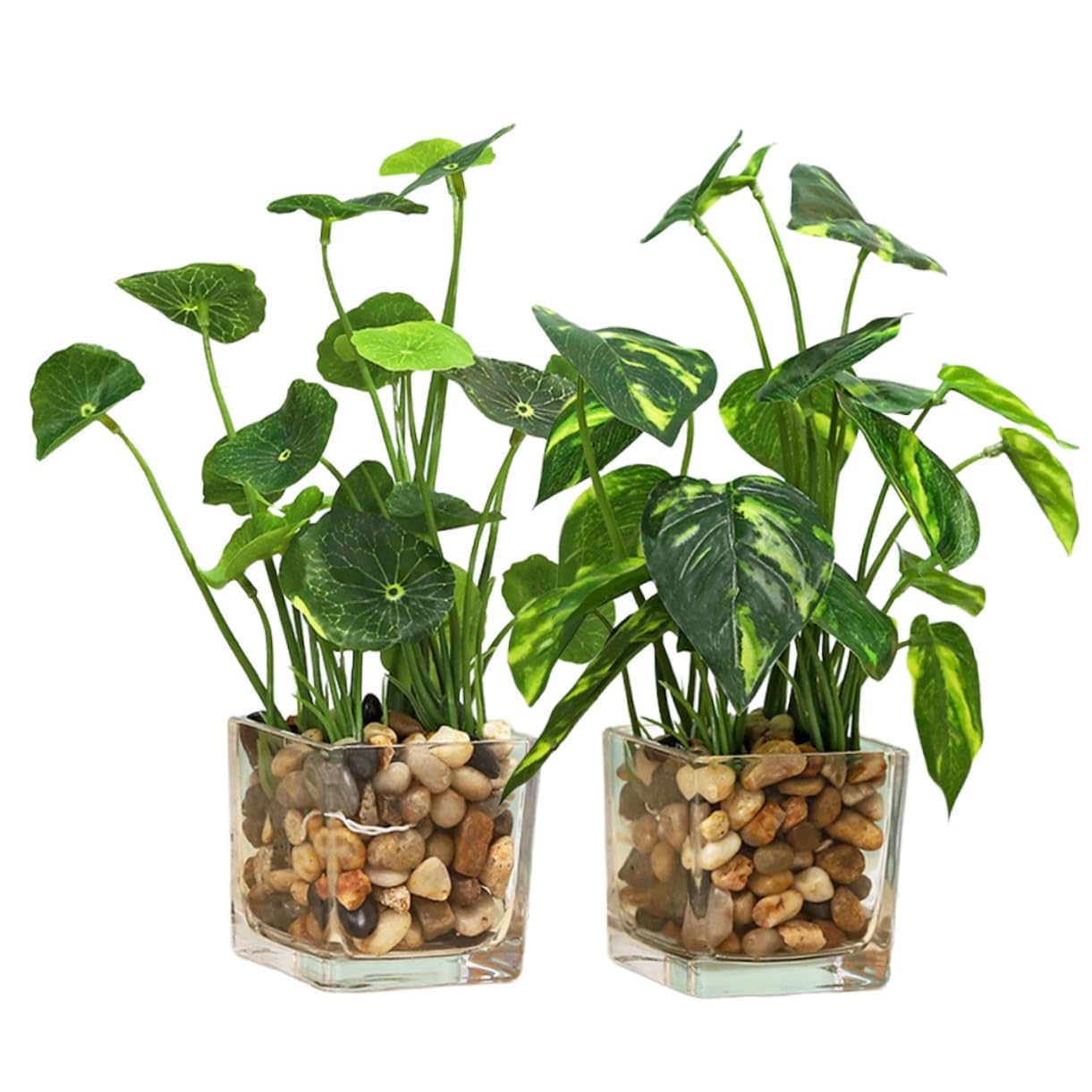 Cabilock Planta en Maceta Falsa Pequeña de Hojas de Loto, 2 Piezas