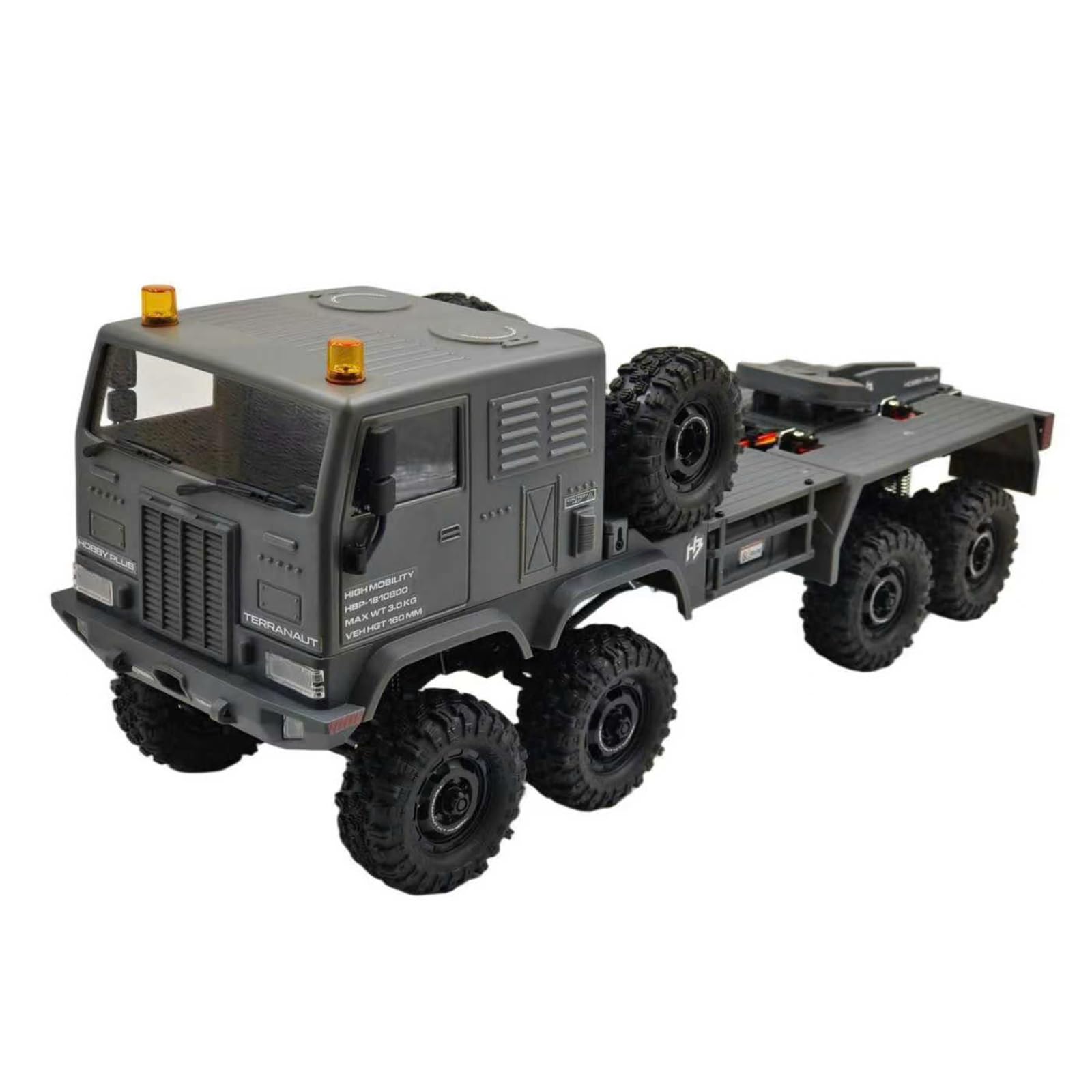 HobbyPlus 1/18 RC Crawler CR18P Terranaut 8x8 RC Truck Coche teledirigido con bloqueo completo 8WD RTR Dirección activa en las cuatro ruedas, transmisión de 2 velocidades, cabrestante de salvamento