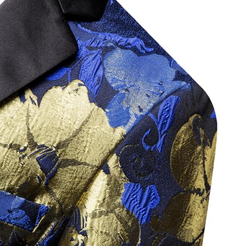 Image of Barry.Wang Mens Floral Blazer Suit Jacket Notched Lapel Casual Sport Coat | Flowers Jacquard One Button Tuxedo for Prom Wedding Party Disco Dinner Banquet Cocktail Homecoming Travel,Regular Fit