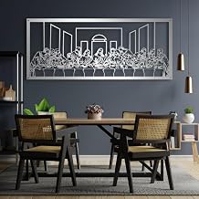 Jesus Last Supper Metal Wall Art by Leonardo Da Vinci Artwork, Last Supper Metal Wall Art, Jesus Last Supper Metal Wall Decor, Christian Metal Decor, Gift for Christian, Housewarming Gifts 77"x 32"| 196x82cm, Sliver