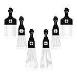 6Pcs Afro Picks Metal Hair Combs, 3 Sizes Steel Teeth Hair Pick for Curly, Coily, Natural Hair, Detangling & Styling Comb for Men Women (Black)