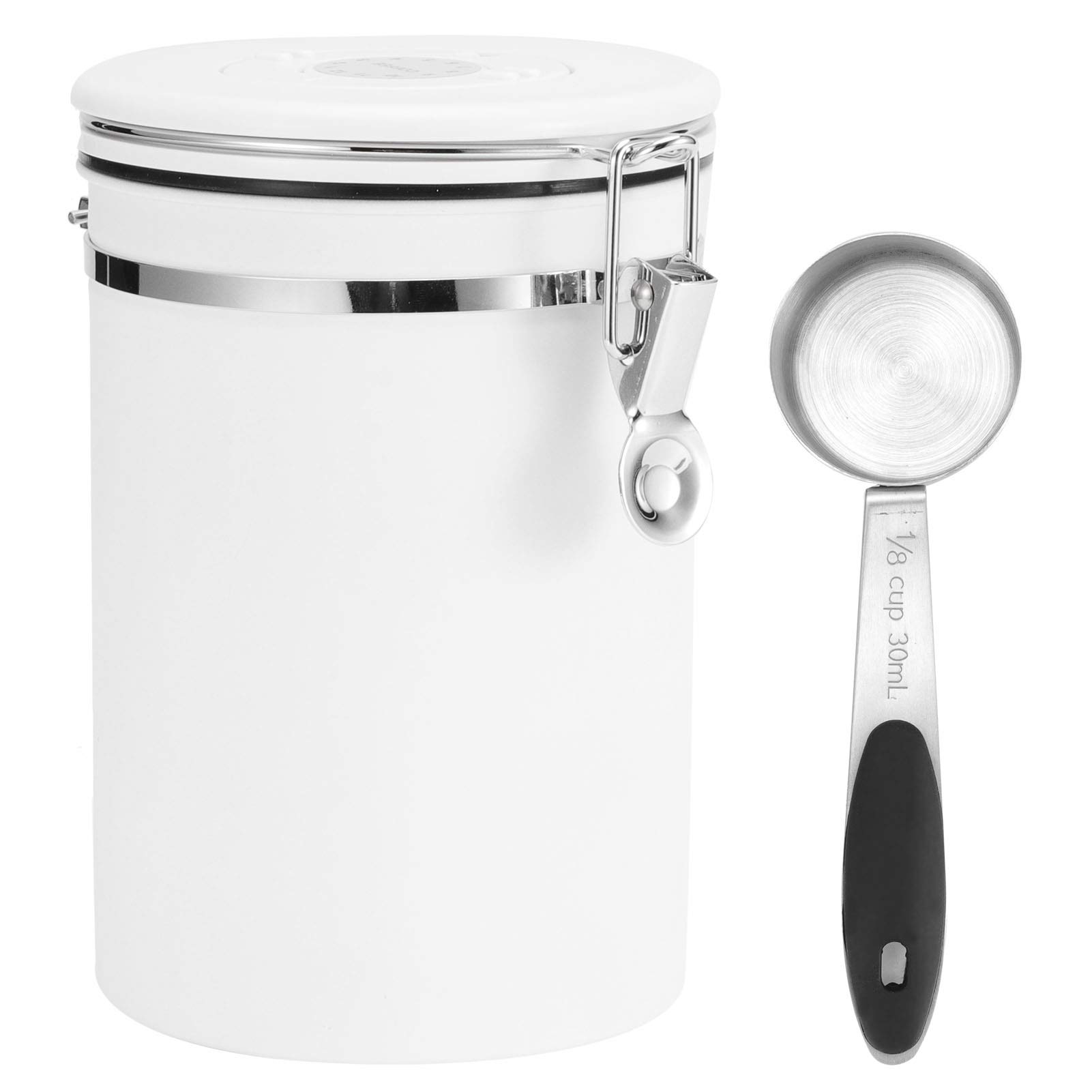 Hossejoy Contenitore ermetico per caffè in acciaio inox, per caffè e tè, noci e polveri da 1,8 l, colore: nero