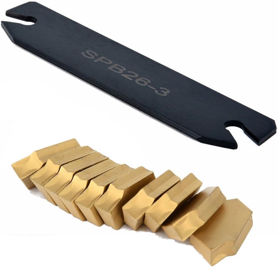 SHARS SPB26-3 Tin Coated Cut-Off & Grooving Insert 10 Pcs NEW Gold 3mm 10pcs 10PCS Cut-Off Grooving Inserts 3mm Grooving one-blade carbide inserts for steel