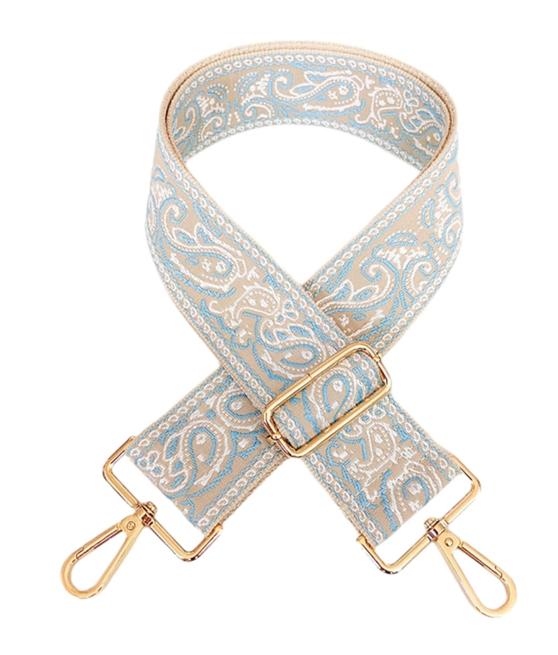 Zhiheng 1pc Adjustable Strap Replacement 2in Wide Paisley Jacquard Belt Purse Charms for Crossbody Guitar Camera Bag