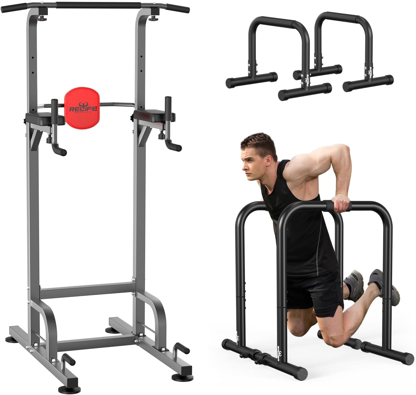 RELIFE REBUILD YOUR LIFE Power Tower Pull Up Bar Dip Bar Dip Station