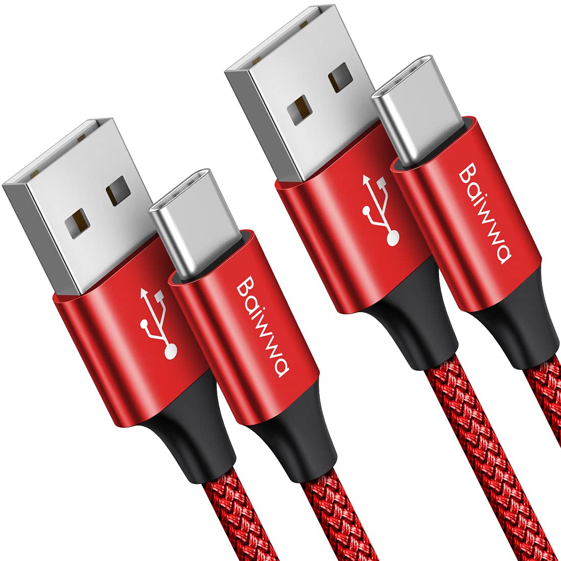 Baiwwa USB C Cable 3A Fast Charging (3ft Red) Thumbnail