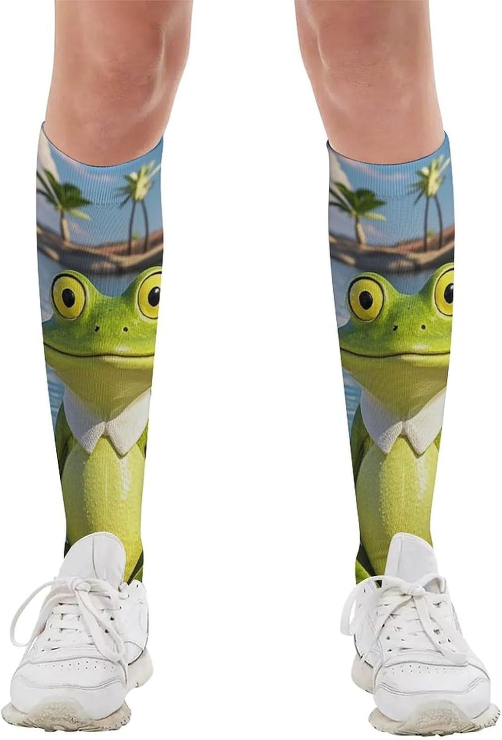Funny Yoga Frog High Sock Long Tube Sock Fashion Calf Socks Warm Long Winter Socks Boot Mid Calf Stocking