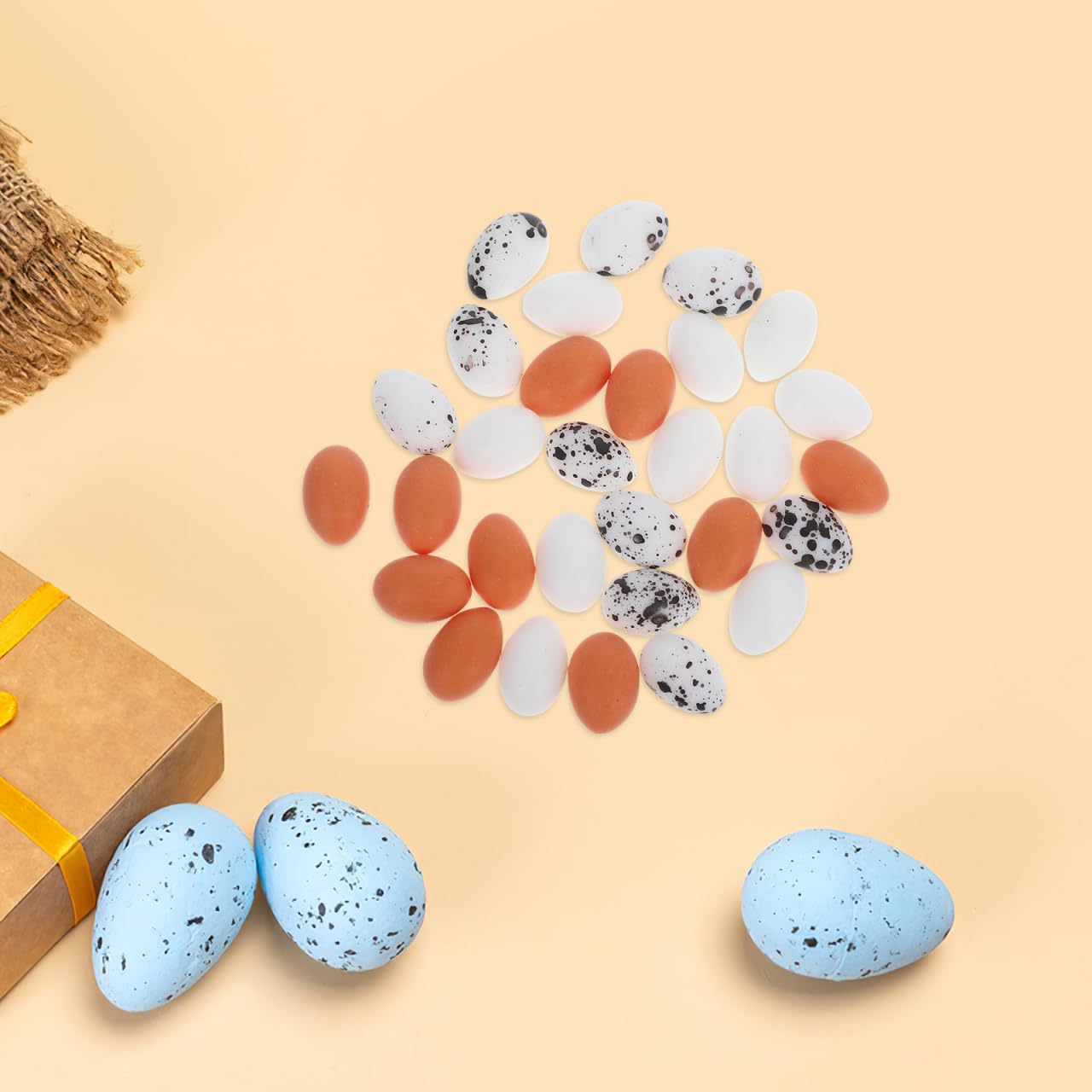 Cabilock 30Pcs Mini Easter Eggs Miniature Eggs Decoration Set Easter Vase Filler Realistic Artificial Bird for Home Decor DIY Craft Photo Props Micro Landscape Garden Ornament