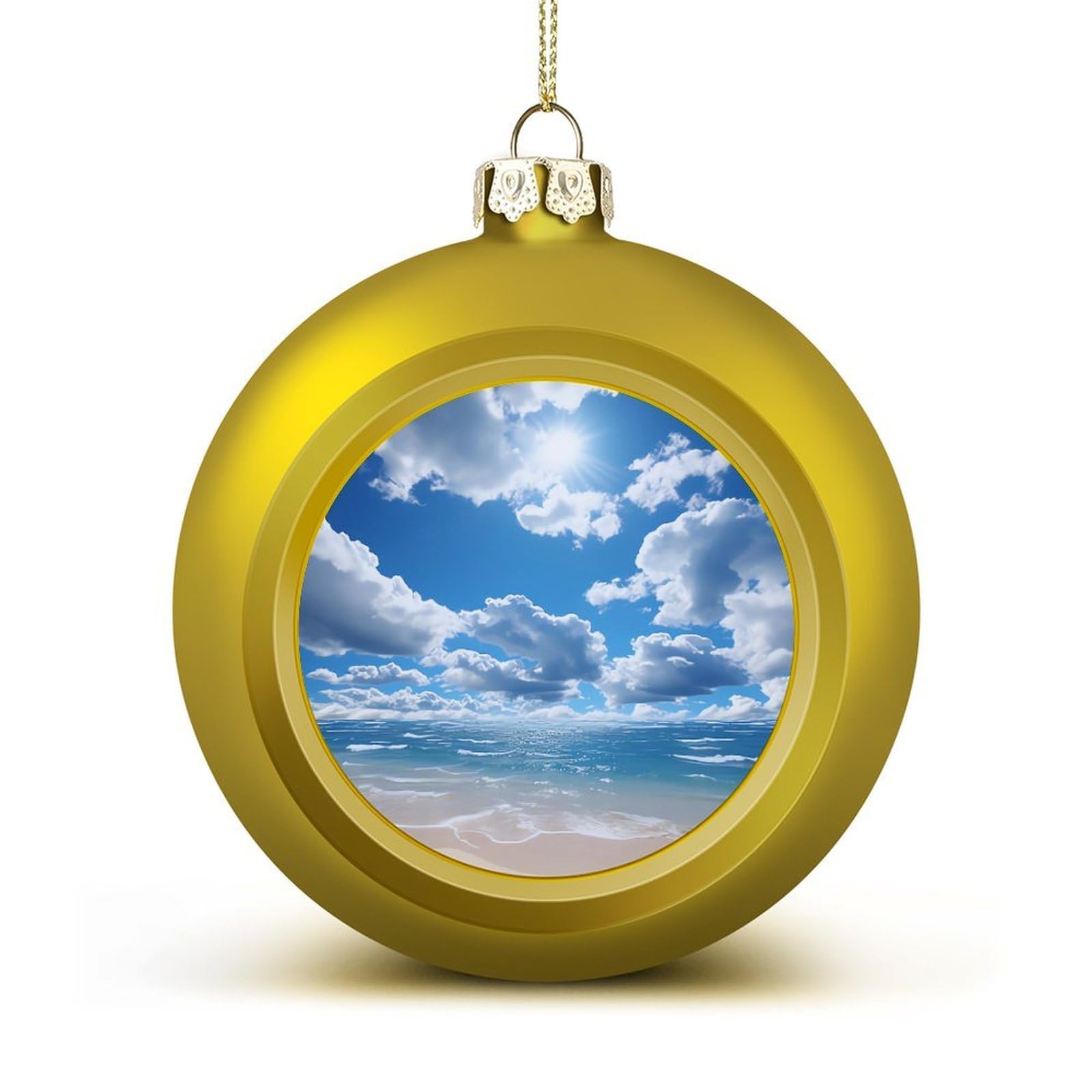 Ocean and White Cloud Christmas Balls Ornaments for Xmas Christmas Tree 1.6" Hanging Shatterproof Xmas Balls Hanging Decor Pendants for Holiday Party Outdoor Indoor DIY Craft Supplies