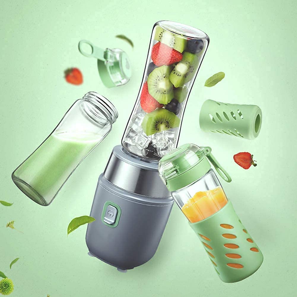 Máquinas exprimidoras, exprimidor eléctrico portátil Licuadora de 500 ml con 2 contenedores Extraíble Fácil de limpiar Máquina mezcladora de alimentos para bebés para oficina en el hogar Exprimidor