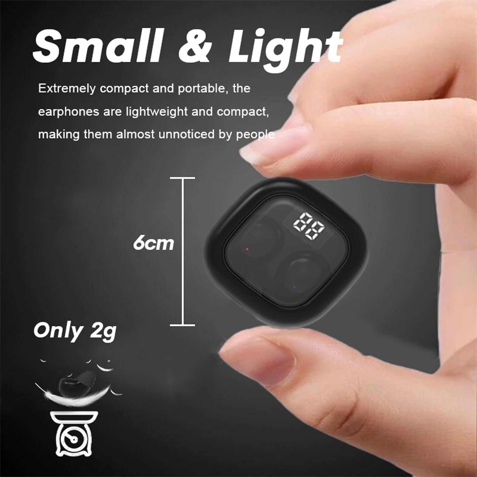 Syzplnwy Cuffie e auricolari wireless Bluetooth per dormire lateralmente, con cancellazione del rumore, invisibili, ultra piccoli, adatti per orecchie piccole, colore nero