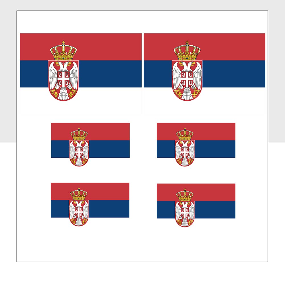 Packwith Serbia Flag Sticker Waterproof Srb Flag Labels For Bike Van Windows Laptop Ipad Helmet Bumpers Packwith® #P1074 (6 Stickers Mixed Pack B)