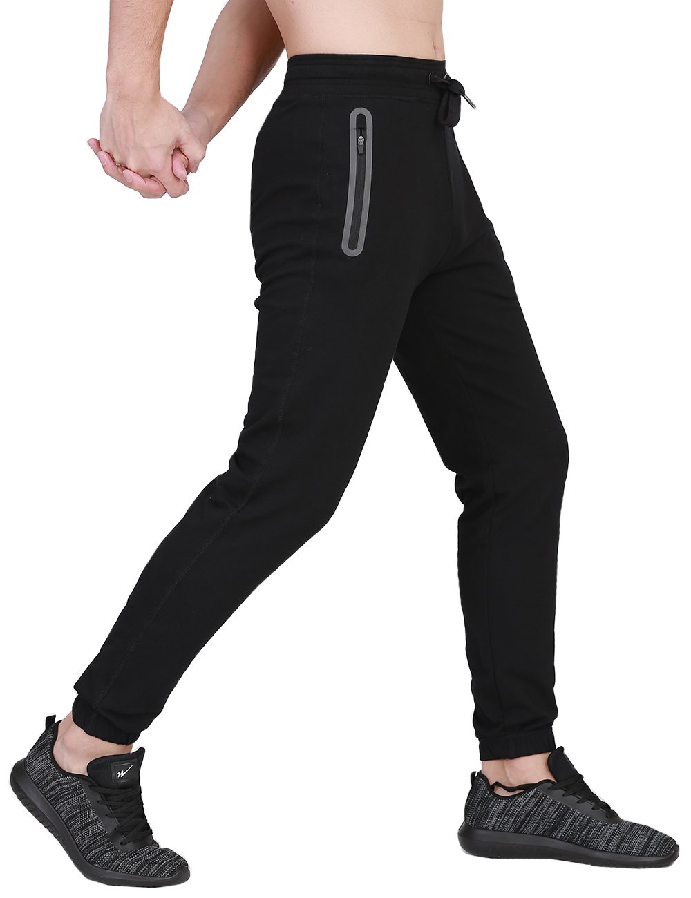 BONWAY Men's Jogger Pants Sweatpants Active Pants Slim Fit Trousers with Zipper Pockets