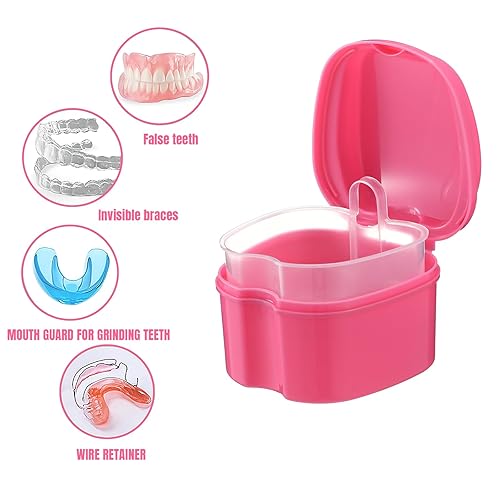 Miniatura 5 de Zubebe 30 piezas de caja de retención de baño para dentaduras postizas a granel con cesta de colador, recipiente de remojo de dentaduras postizas,