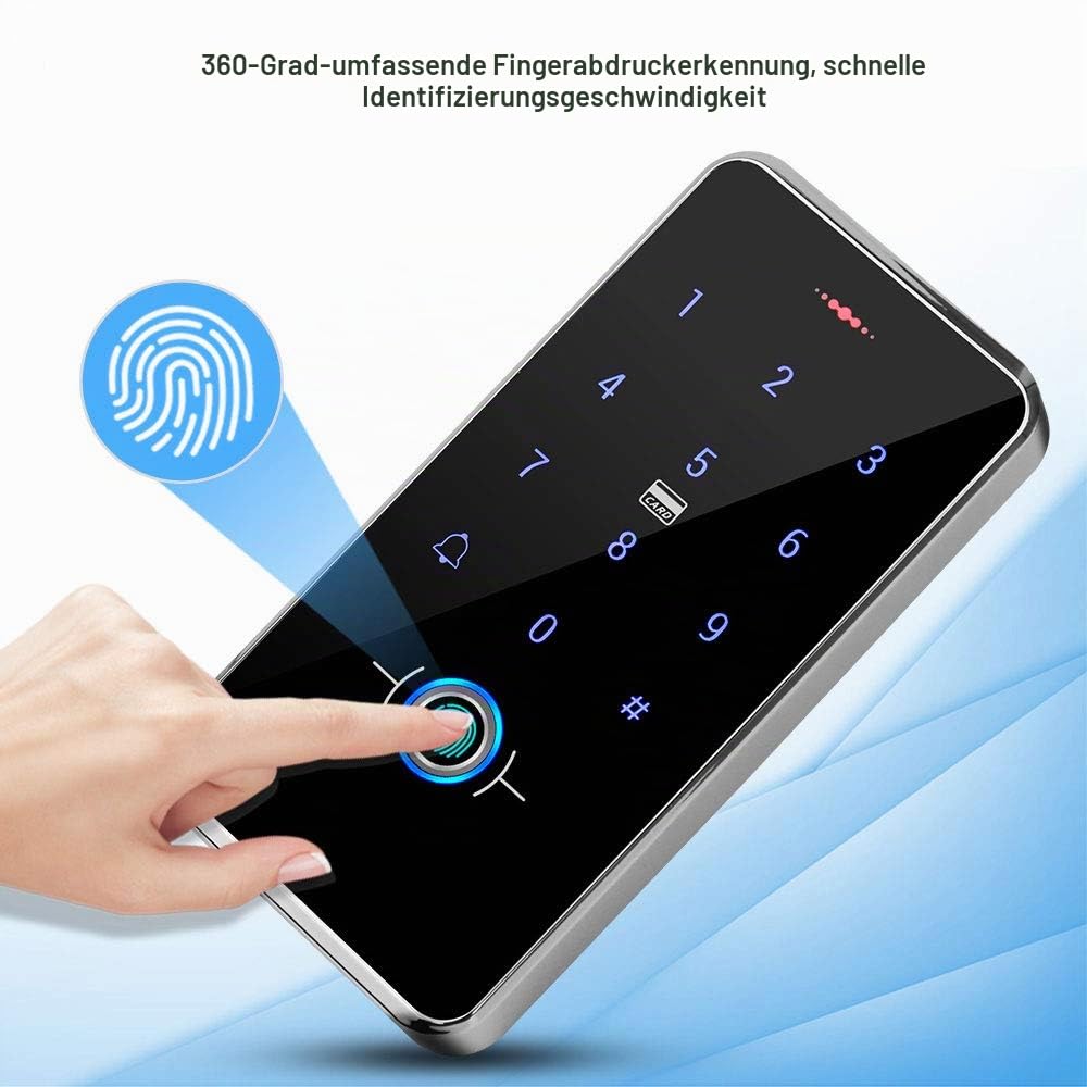 FST IP68 Wasserdichter RFID-Fingerabdruck-Zugangskontrolltastatur Biometrie-Zugangskontrolle WG26 / 34 Touch-Tastatur + 10 Stück 13,56 MHz Keyfobs für das Zugangskontrollsystem im Freien