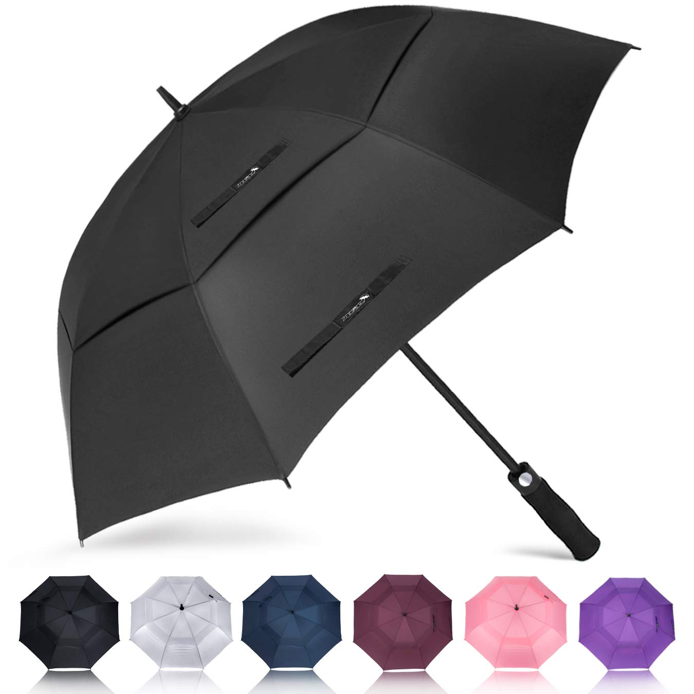 ZOMAKEZOMAKE Golf Umbrella 58 Inch, Large Windproof Umbrellas Automatic Open Oversize Rain Umbrella with Double Canopy for Men Women - Vented Stick Umbrellas
