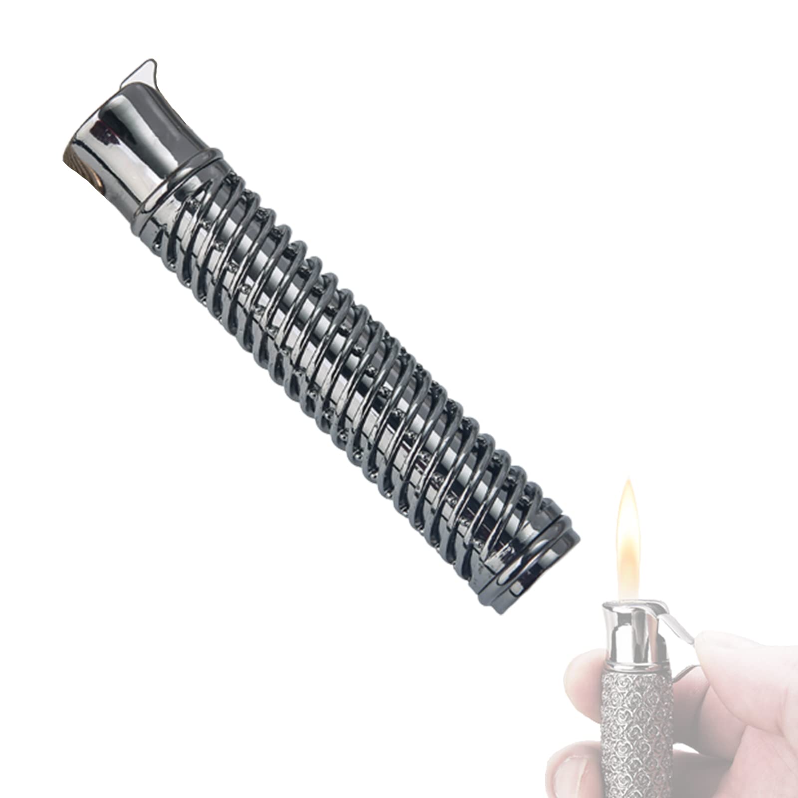 Metal Grabado Antorcha Encendedor Jet Cigarro Gas Butano Inflable a Prueba de Viento Llama Encendedor Portátil Pluma Encendedor Hombres Gadgets con Caja de Regalo